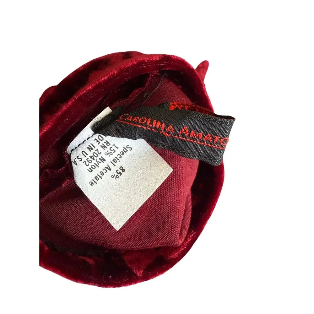 Carolina Amato Vintage Burgundy Crushed Velvet Opera Gloves